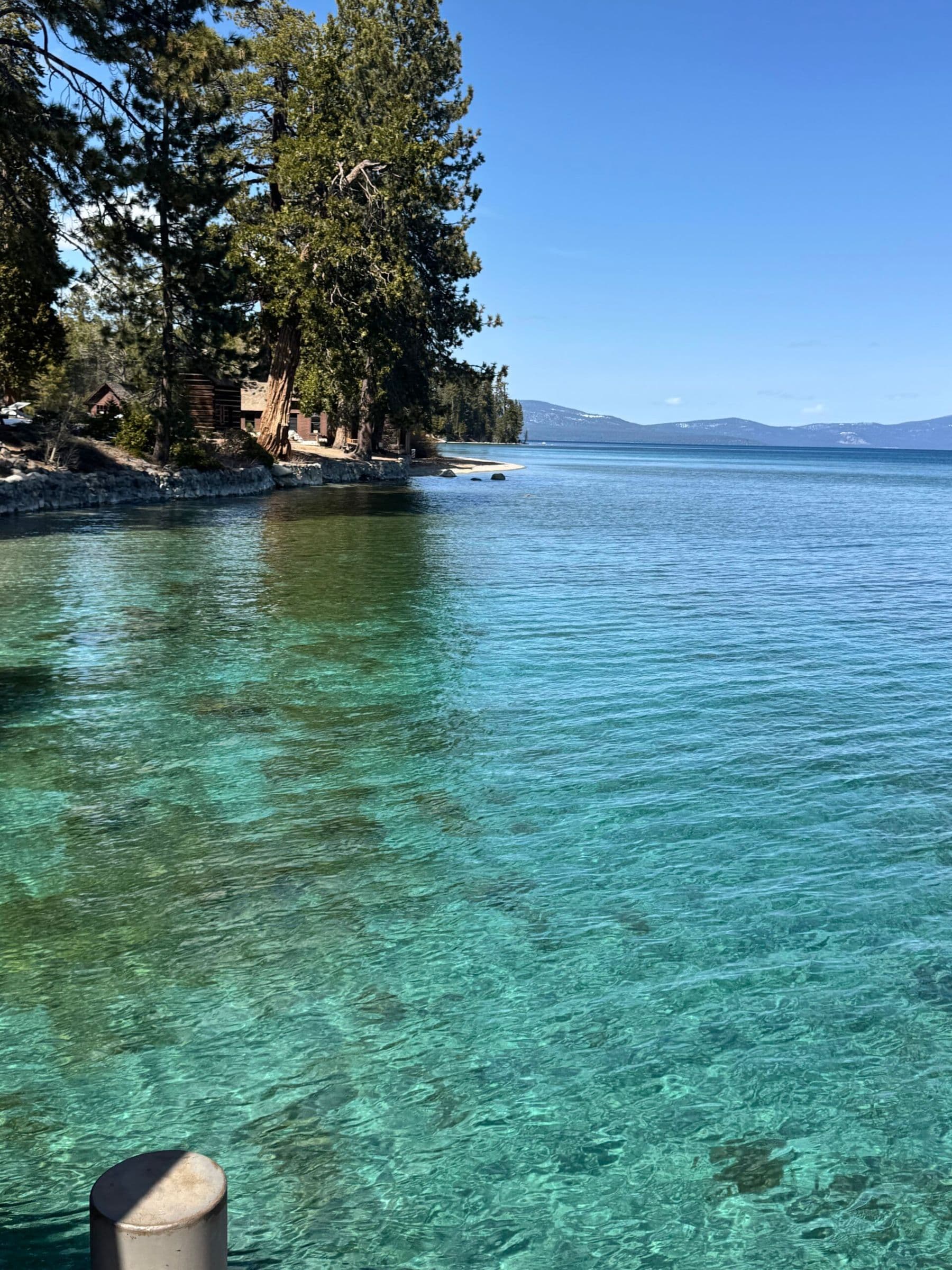 Turquoise waters along the coast of Lake Tahoe