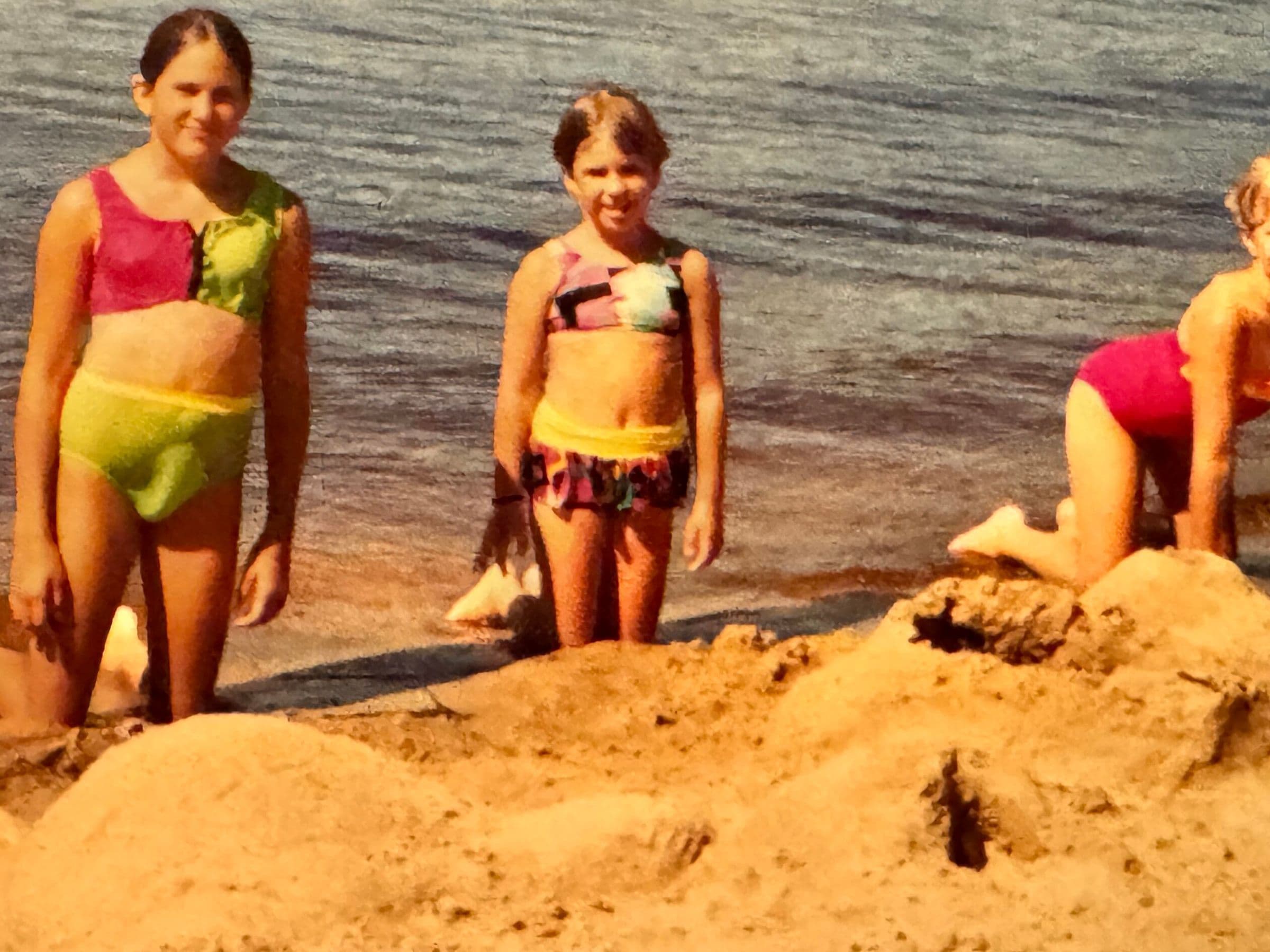 Beach sandcastles being made on Lake Altoona