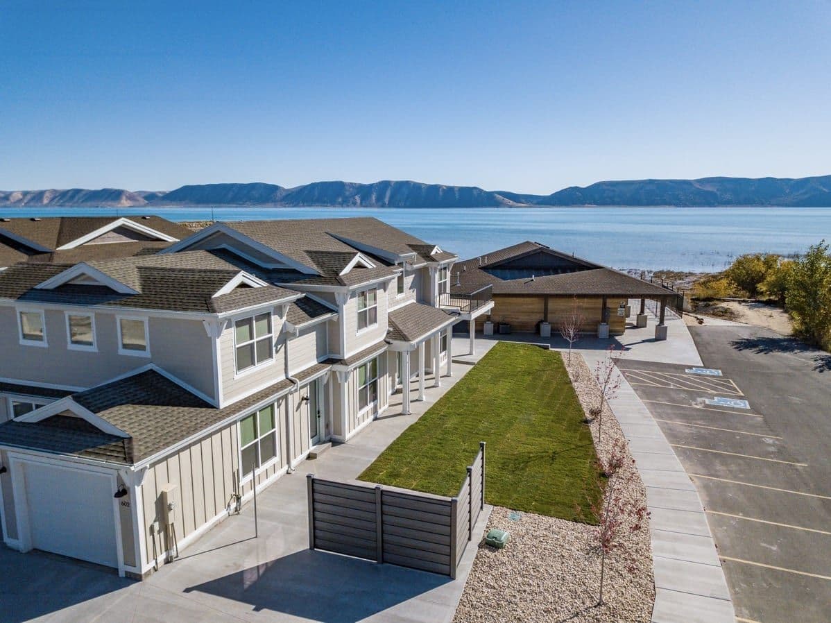 Legacy Beach Resort Rentals located on the water- aerial view