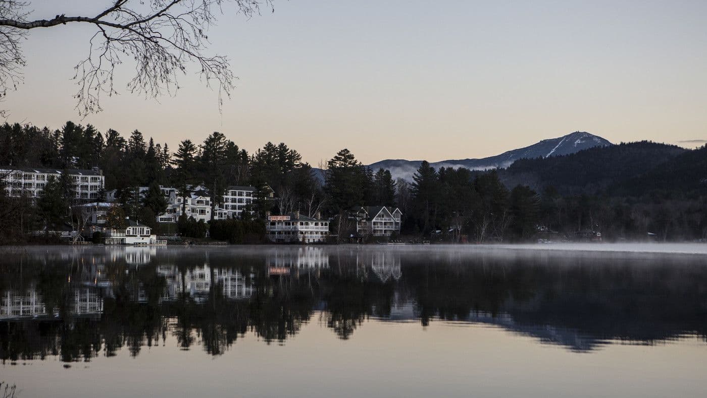 Mirror Lake at Sunrise with fog across the water