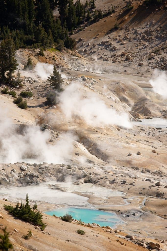 Explore the vibrant geothermal features of Bumpass Hell in Lassen Volcanic National Park, California.