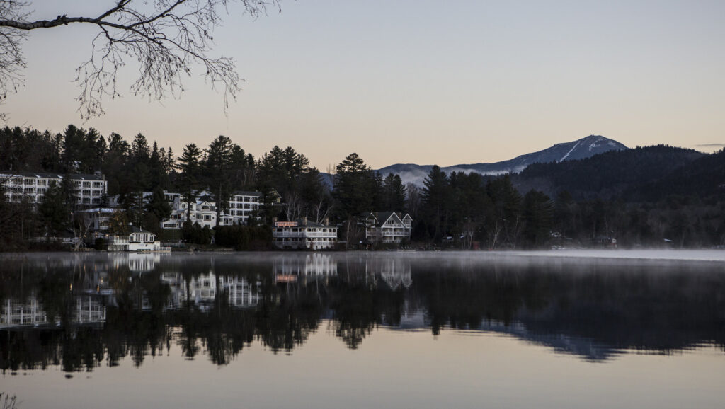 Mirror Lake at Sunrise with fog across the water