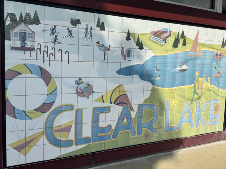 Downtown sign of Clearlake, Iowa